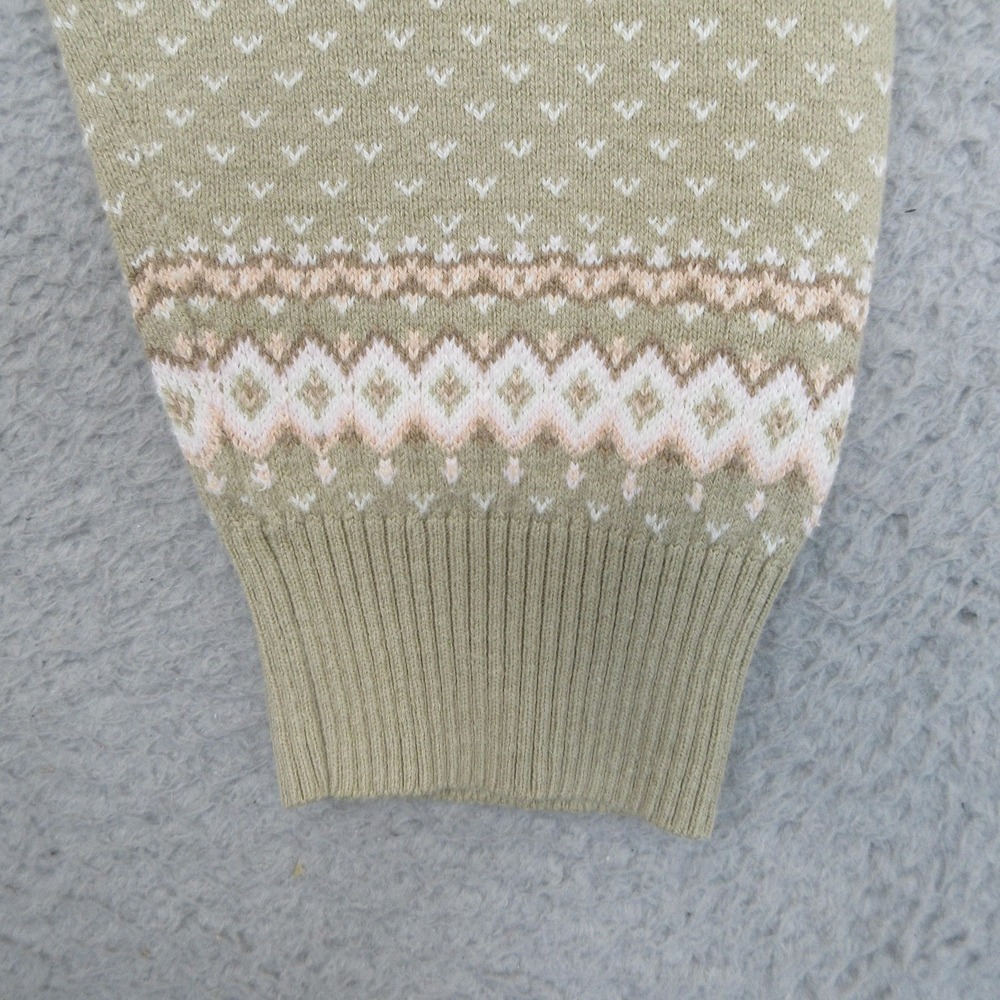 IZOD Cardigan Sweater Women XL Beige Pink Fair Isle Nordic Preppy Winter Lodge - Picture 9 of 14